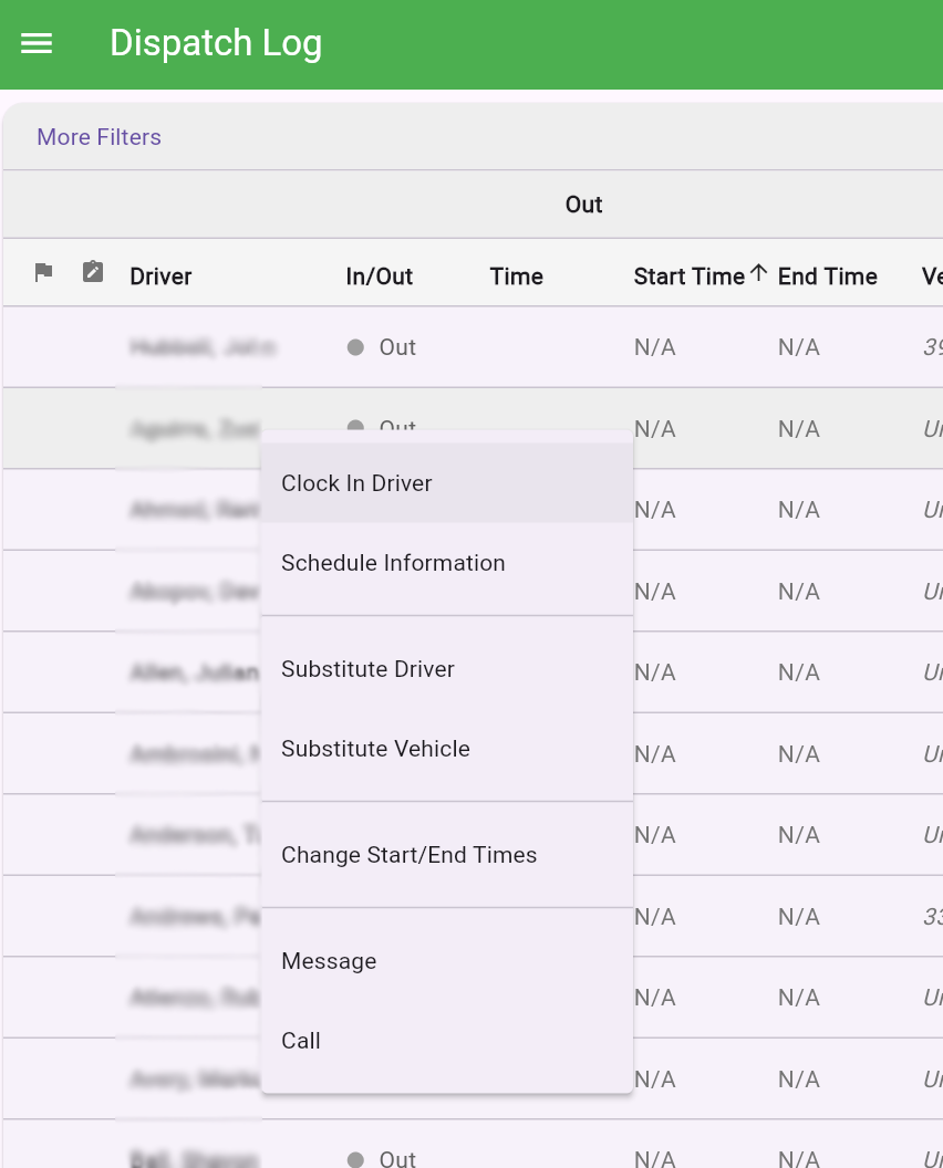 Dispatcher Dispatch Log Context Menu